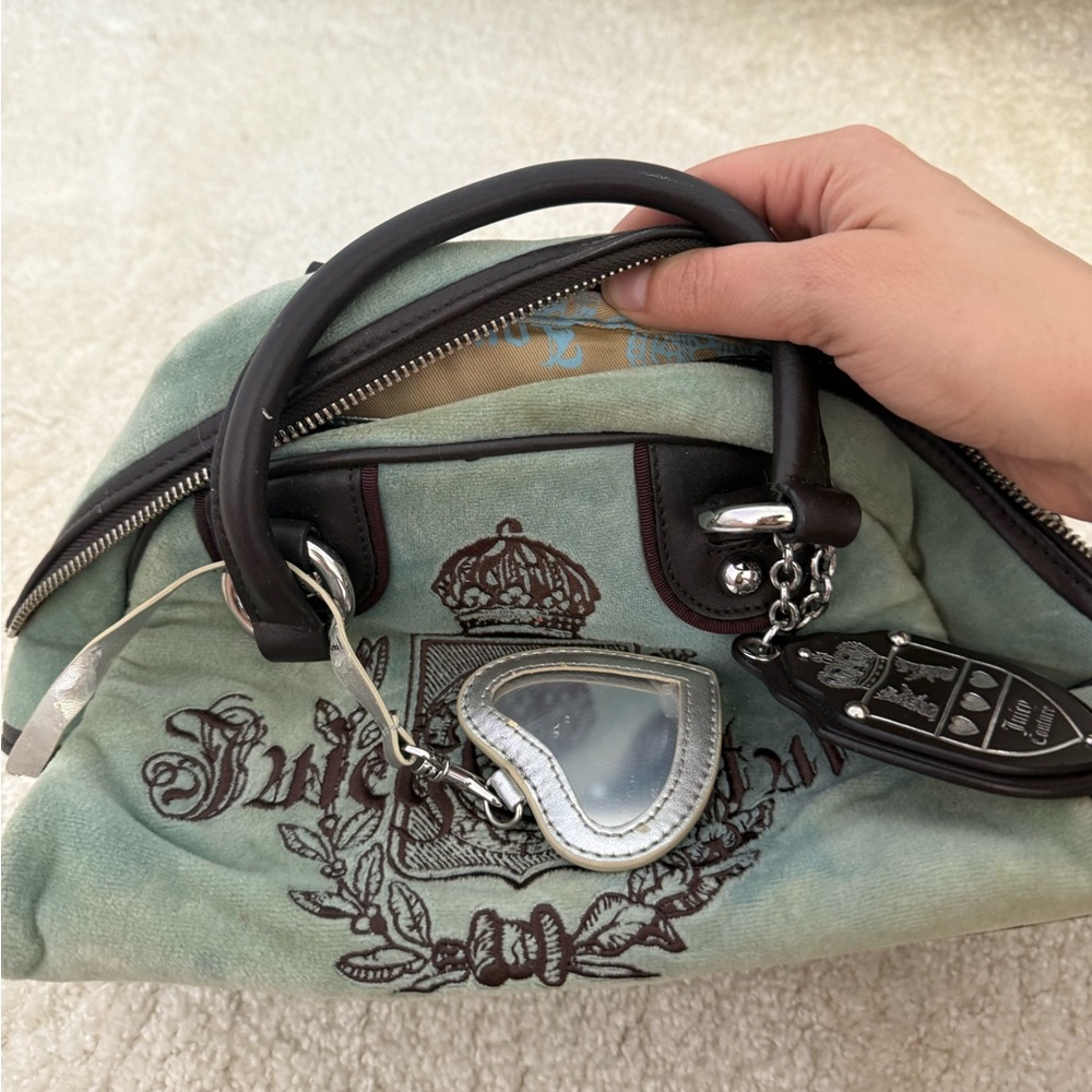 Juicy Couture Mint Green Velvet Satchel with Heart Charm